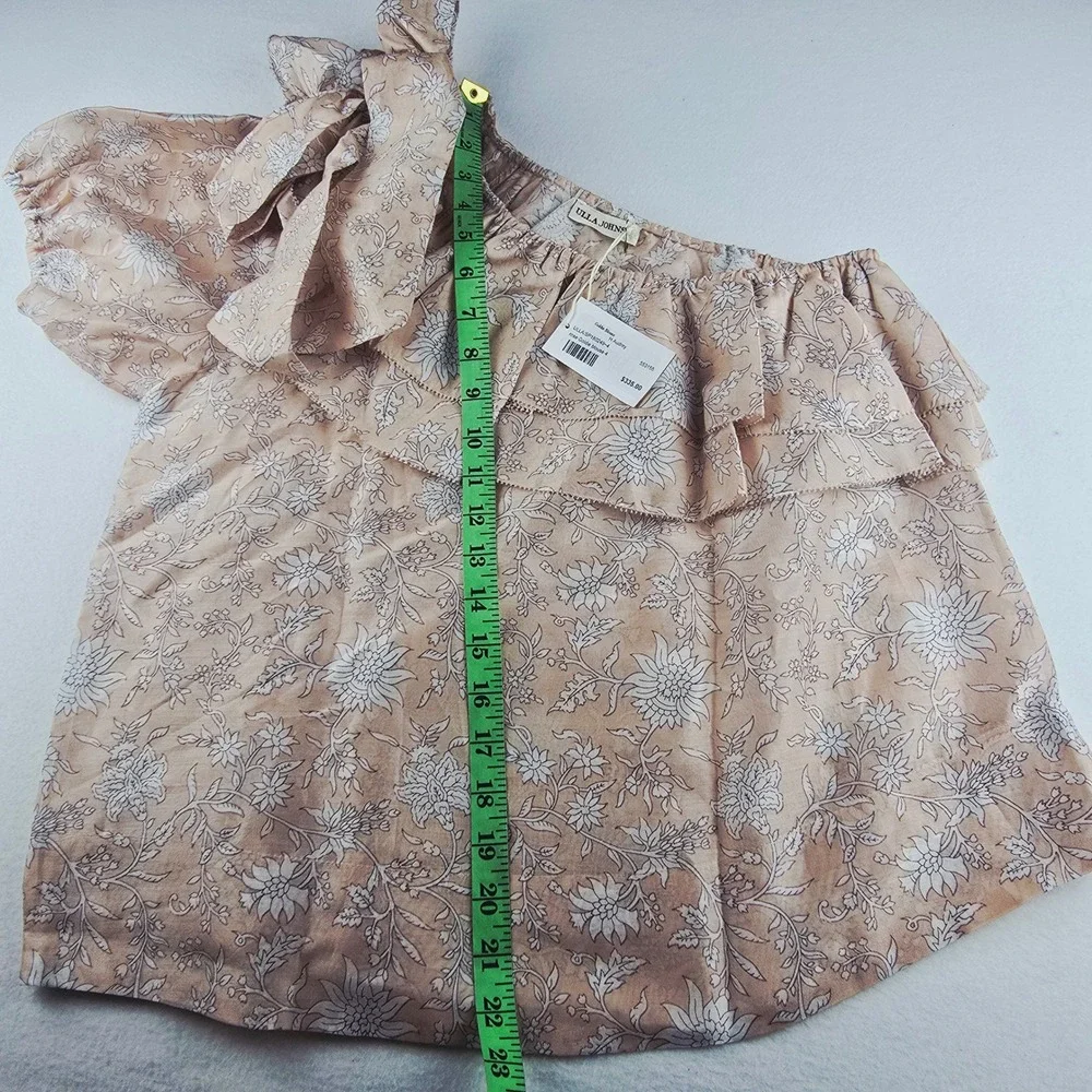 Ulla‎ Johnson NWT Goldie Blouse Rose Audrey Floral One Shoulder Ruffle Bow Top 4